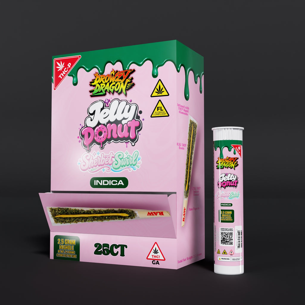 DROWZY DRAGON THCP JELLY DONUT PREROLLS I SHERBET SWIRL