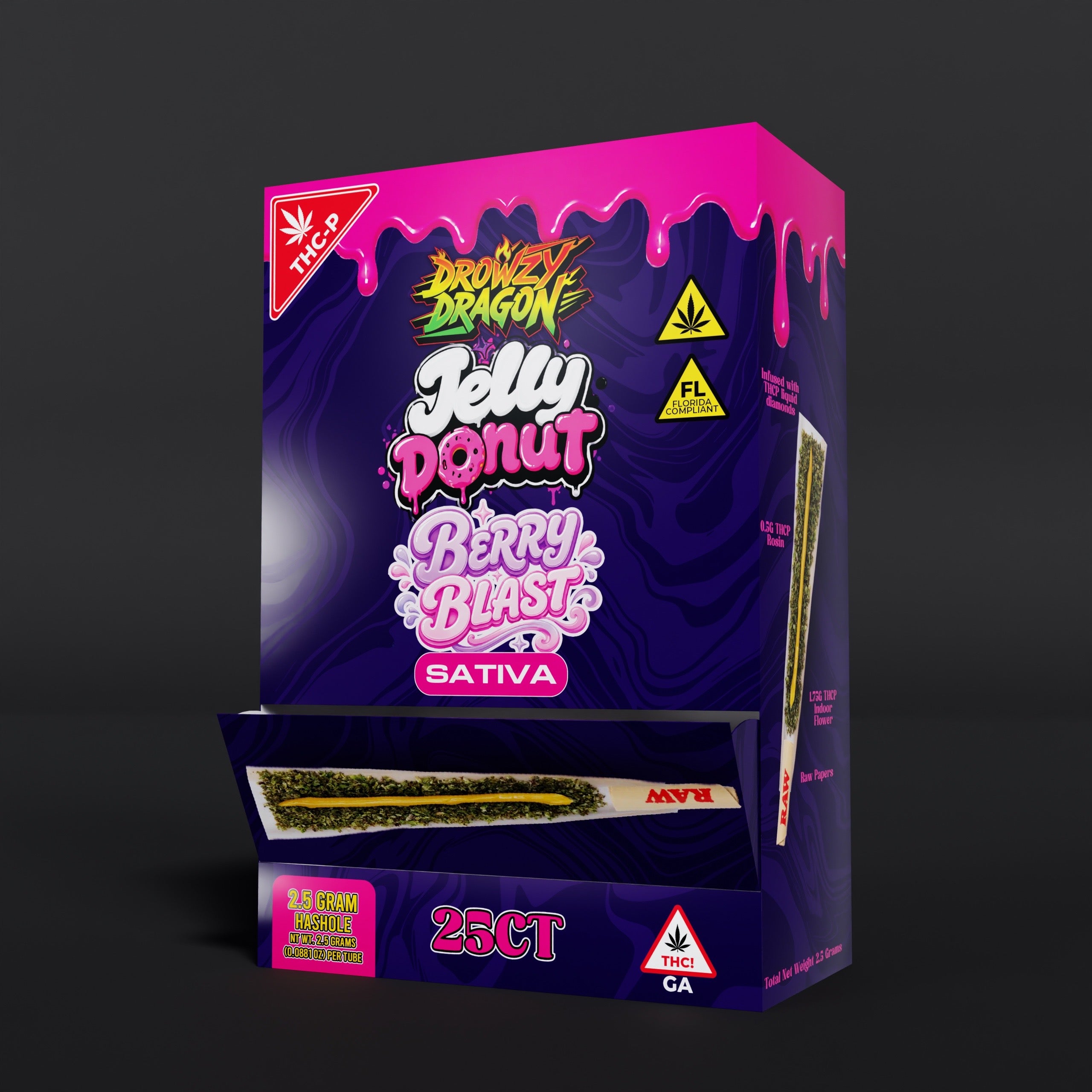 DROWZY DRAGON THCP JELLY DONUT PREROLLS I BERRY BLAST