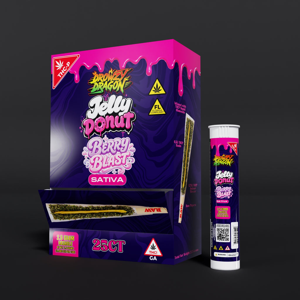 DROWZY DRAGON THCP JELLY DONUT PREROLLS I BERRY BLAST
